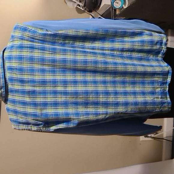 Mountain Lakes II Green Blue Plaid Sleeveless Button up - Picture 4 of 6